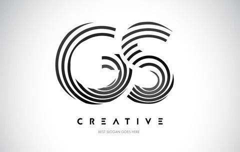 GS Lines Warp Logo Design. Letter Icon Made with Black Circular Lines. Stock Illustration