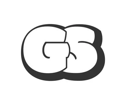 GS logo, bubble comic lettering, rounded in graffiti style black and white .. Stock Illustration