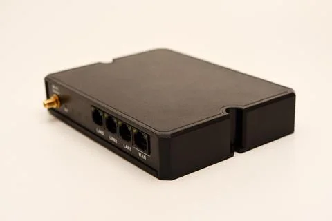 GSM modem. An Internet station with a SIM card. A black router on a white b.. Stock Photos