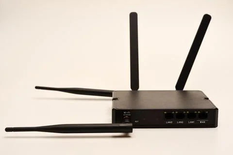 GSM modem. An Internet station with a SIM card. A black router on a white b.. Stock Photos