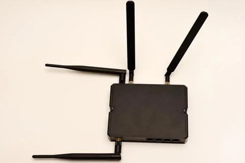 GSM modem. An Internet station with a SIM card. A black router on a white b.. Stock Photos