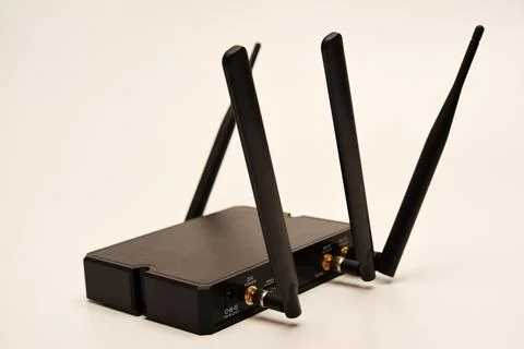 GSM modem. An Internet station with a SIM card. A black router on a white b.. Stock Photos