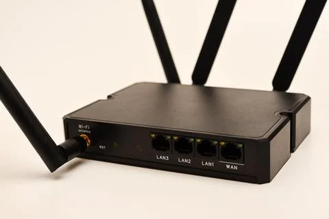GSM modem. An Internet station with a SIM card. A black router on a white b.. Stock Photos