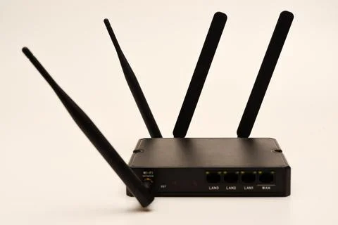GSM modem. An Internet station with a SIM card. A black router on a white b.. Stock Photos