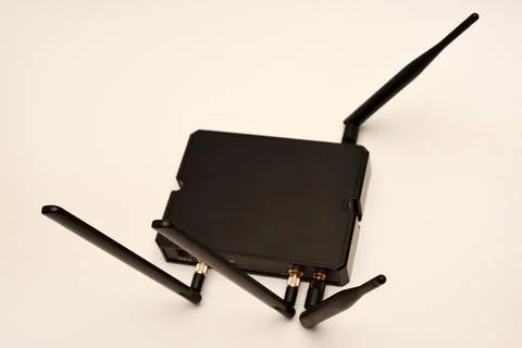GSM modem. An Internet station with a SIM card. A black router on a white b.. Stock Photos