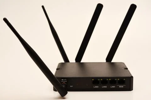 GSM modem. An Internet station with a SIM card. A black router on a white b.. Stock Photos