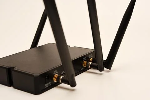GSM modem. An Internet station with a SIM card. A black router on a white b.. Stock Photos