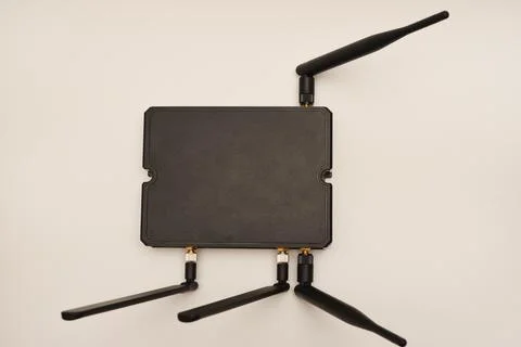 GSM modem. An Internet station with a SIM card. A black router on a white b.. Stock Photos