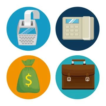 Gst time set elements icons Illustrazione stock