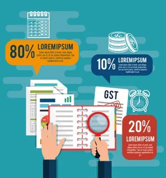 Gst time set elements icons Illustrazione stock