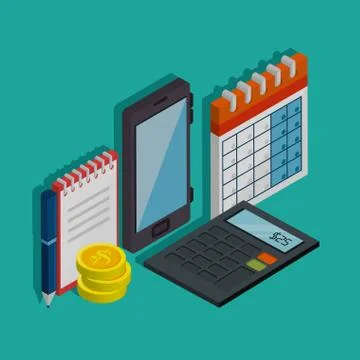 Gst time set elements icons Illustrazione stock