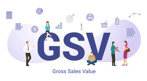 Gsv global value chain concept with big word or text and team people with mod Stock Illustration