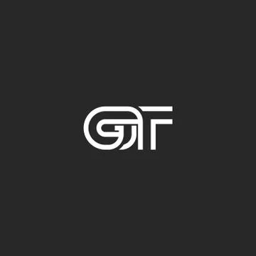 GT logo letters monogram, combination overlapping thin line symbols G T black Stock Illustration