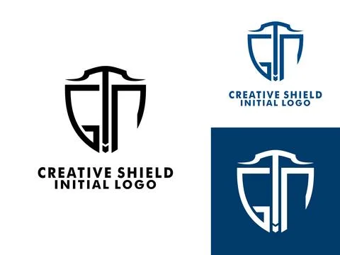 GTN logo for shield flat logo template. Shielding vector logo Stock Illustration