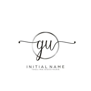 GU Initial handwriting logo with circle template vector Stock Illustration