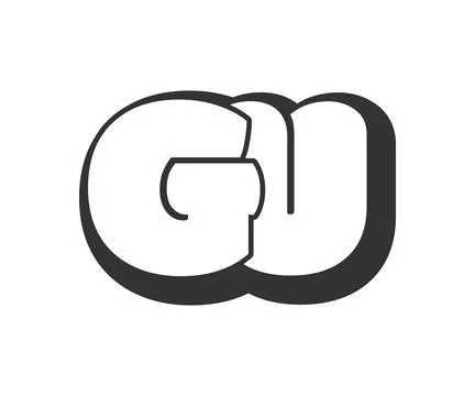 GU logo, bubble comic lettering, rounded in graffiti style black and white .. Stock Illustration