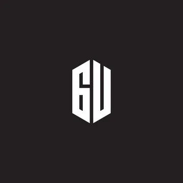 GU Logo monogram with hexagon shape style design template Stock Illustration