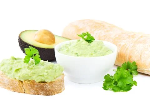 Guacamole and bread Stock Photos