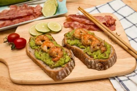 Guacamole with bread Stock Photos