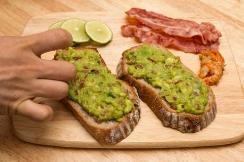 Guacamole with bread Stock Photos