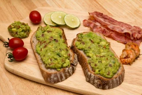 Guacamole with bread Stock Photos