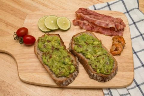 Guacamole with bread Stock Photos