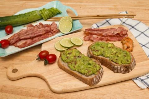 Guacamole with bread Stock Photos