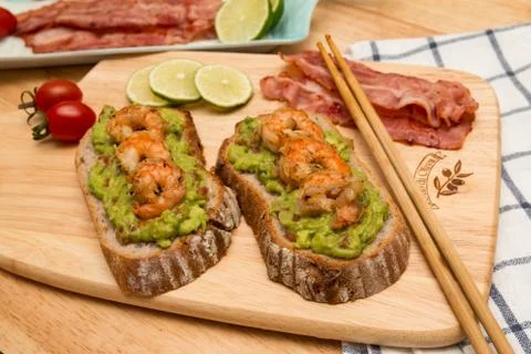 Guacamole with bread Stock Photos