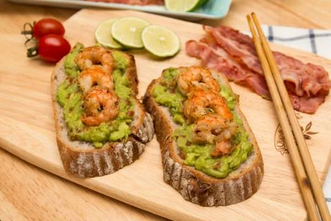 Guacamole with bread Stock Photos