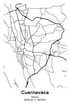 Guadalajara, Mexico - vector map of city in Black, white, gray, BW colors Stock Illustration