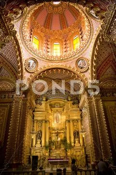 Guadalupita church interior altar dome morelia mexico Stock Photos
