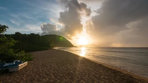 Guadeloupe beach sunset timelapse Stock-Footage 130718559