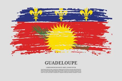 Guadeloupe flag with brush stroke effect and information text poster, vector Illustrazione stock