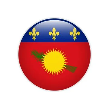 Guadeloupe flag on button Stock Illustration