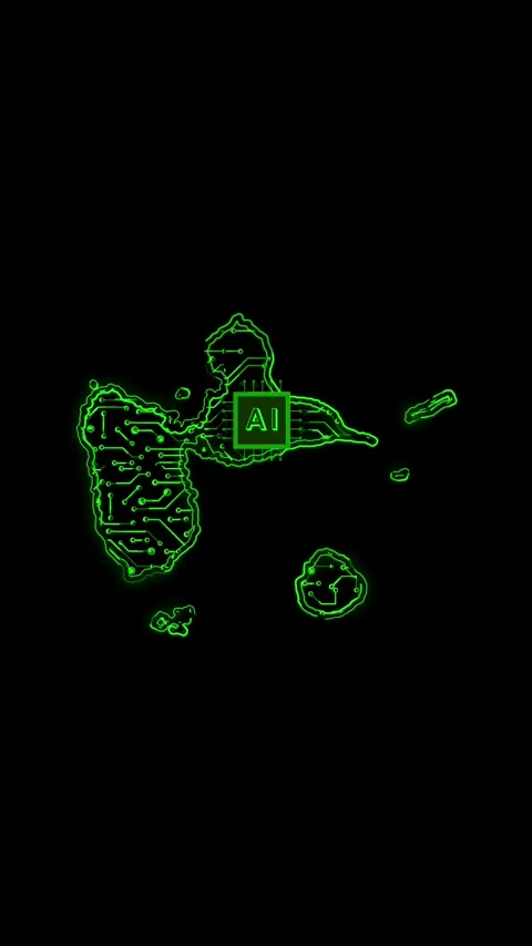 Guadeloupe Map AI Chipset Technology Opener Stock-Footage 337177435