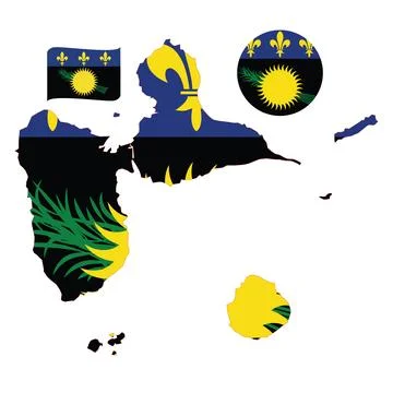 Guadeloupe Map and Flag Illustrazione stock