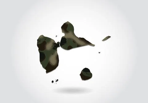 Guadeloupe map with camouflage pattern, Forest - green texture in map. Milita Stock Illustration