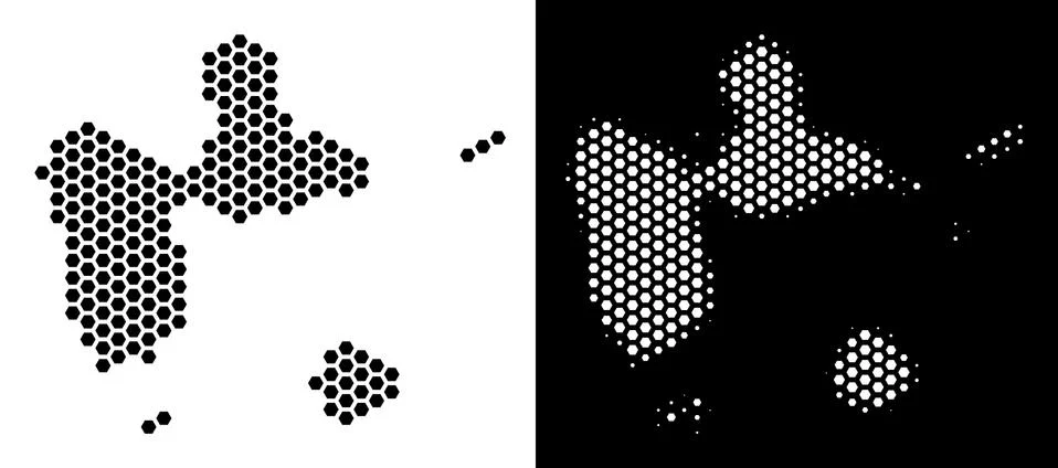 Guadeloupe Map Hexagonal Scheme Ilustração Stock