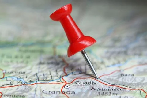 Guadix, Spain pin on map Stock Photos