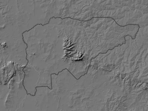 Guaira, Paraguay. Bilevel elevation map with lakes and rivers Ilustração Stock