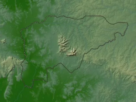 Guaira, Paraguay. Colored elevation map with lakes and rivers イラスト素材