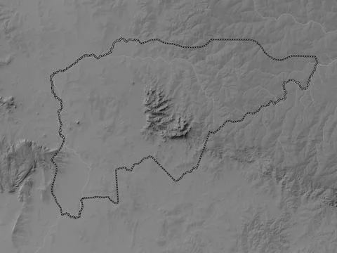 Guaira, Paraguay. Grayscale elevation map with lakes and rivers イラスト素材