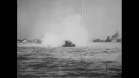GUAM - 1945 - Japanese forces attack the 3rd Marine division with mortar fire on Stock Footage 325211282