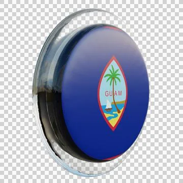 Guam 3d illustration flag on pole. Wood flagpole Stock-Illustration