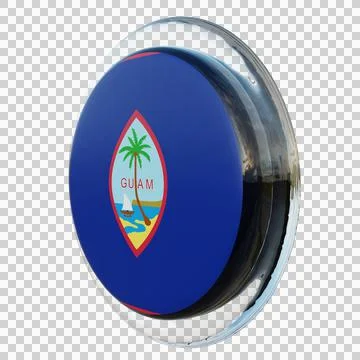 Guam 3d illustration flag on pole. Wood flagpole Illustrazione stock
