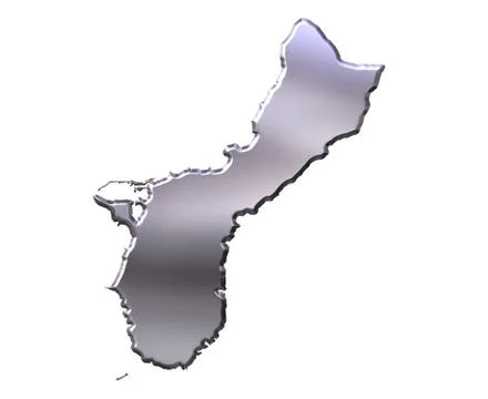 Guam 3D Silver Map Stock Illustration