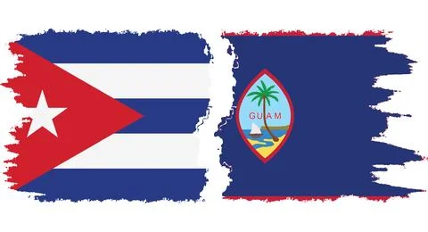 Guam and  Cuba grunge flags connection vector Stock Illustration