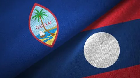 Guam and Laos two flags textile cloth. Stock Illustration