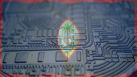 Guam flag with Bitcoin Cryptocurrency Stock Footage 167919115