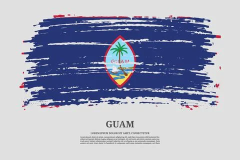 Guam flag with brush stroke effect and information text poster, vector Stock Illustration